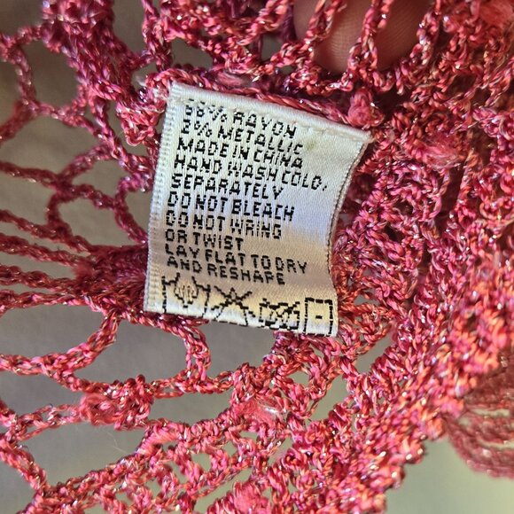 NWT Vintage Zashi Sea Coral Metallic Crochet Cardigan Y2K Cottage Fairy Gypsy Sw - Picture 7 of 10